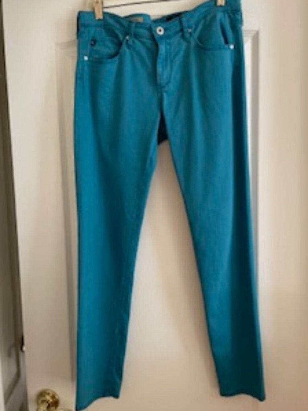 AG (Adriano Goldschmied) Women's Turquoise Skinny Jeans - Size 29R